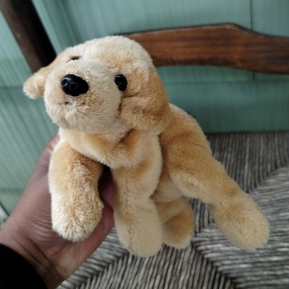 TY MUFFIN CREME LAYING LAB PUPPY DOG Beanie STUFFED ANIMAL PLUSH LOVEY 8in - Picture 7 of 9